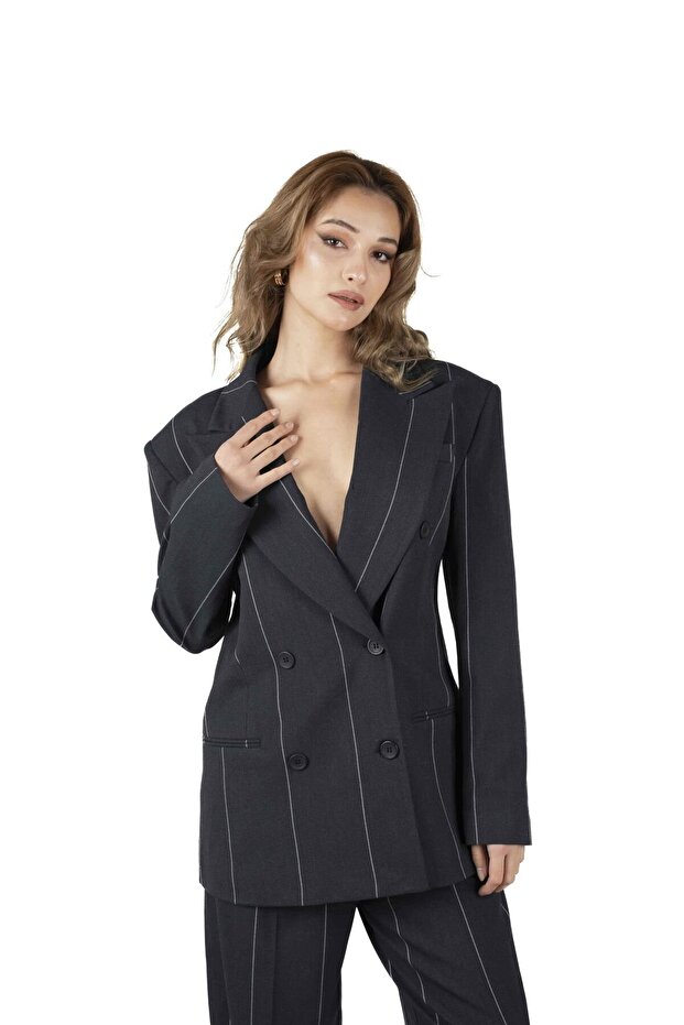 Çizgi Detaylı Ceket - 3