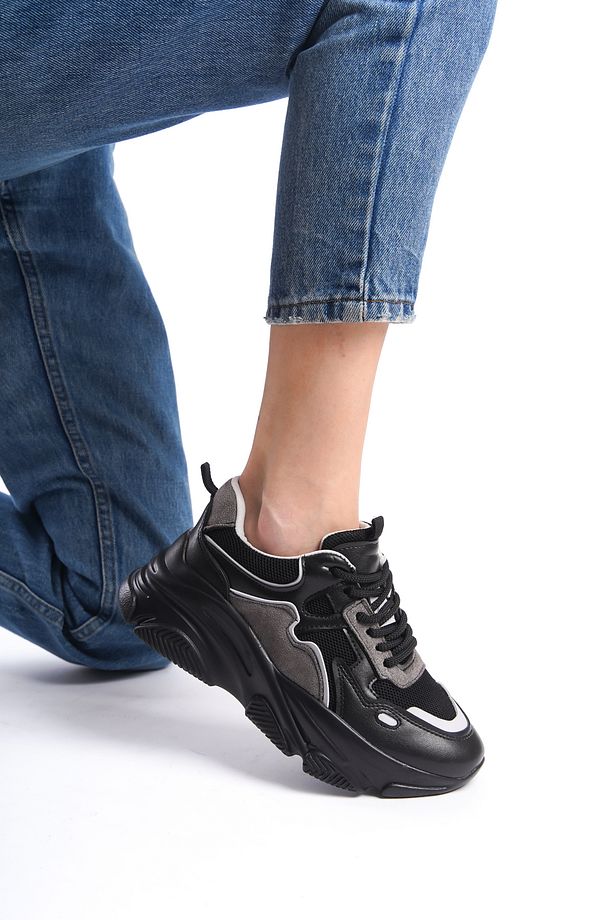 Running Kadın Sneaker Yüksek Taban Bağcıklı Spor Günlük Ayakakbı - 4