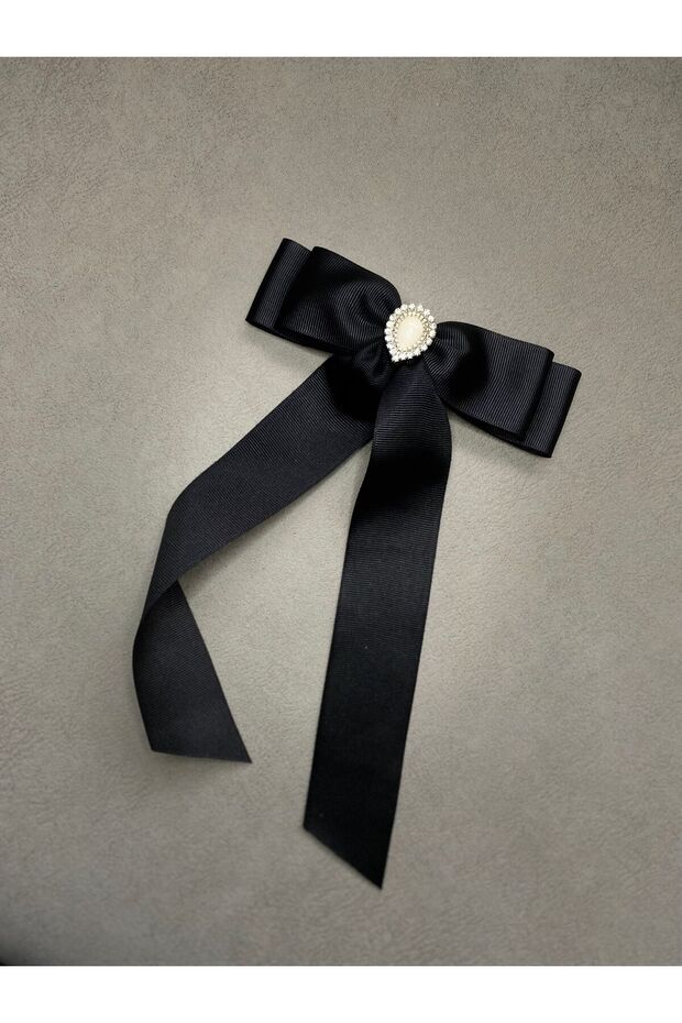 نموذج قطرة من اللؤلؤ والأحجار Grogen Ribbon Bow مشبك تلقائي