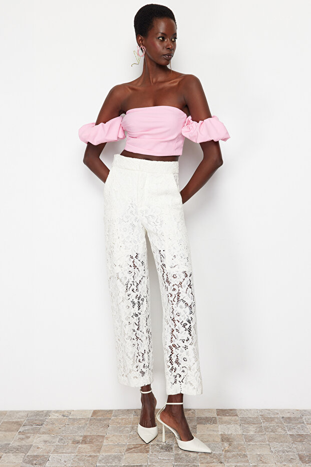 Pembe Crop Dokuma Büstiyer TPRSS24BS00020 - 3