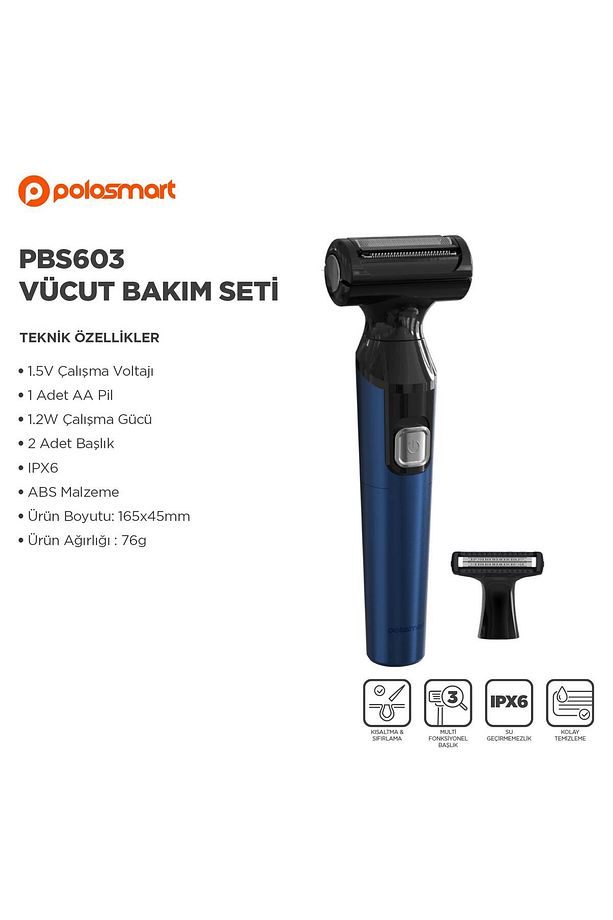 PBS603 2 in 1 Erkek Vücut Bakım Seti Lacivert - 4