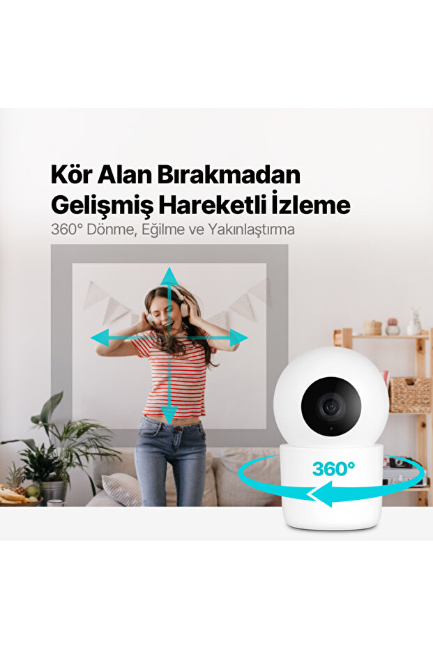 Wizi Pro 2 Full HD 360° Tak Çalıştır Wi-Fi Akıllı Kamera - 4