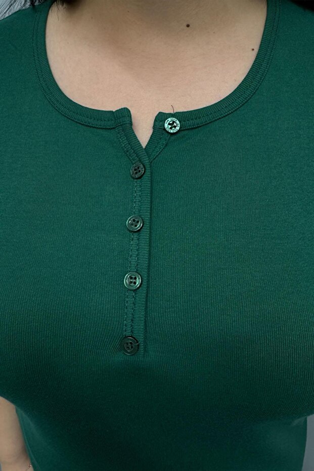 Plus Size Buttoned Front Cotton Basic Short Sleeve Blouse - 2