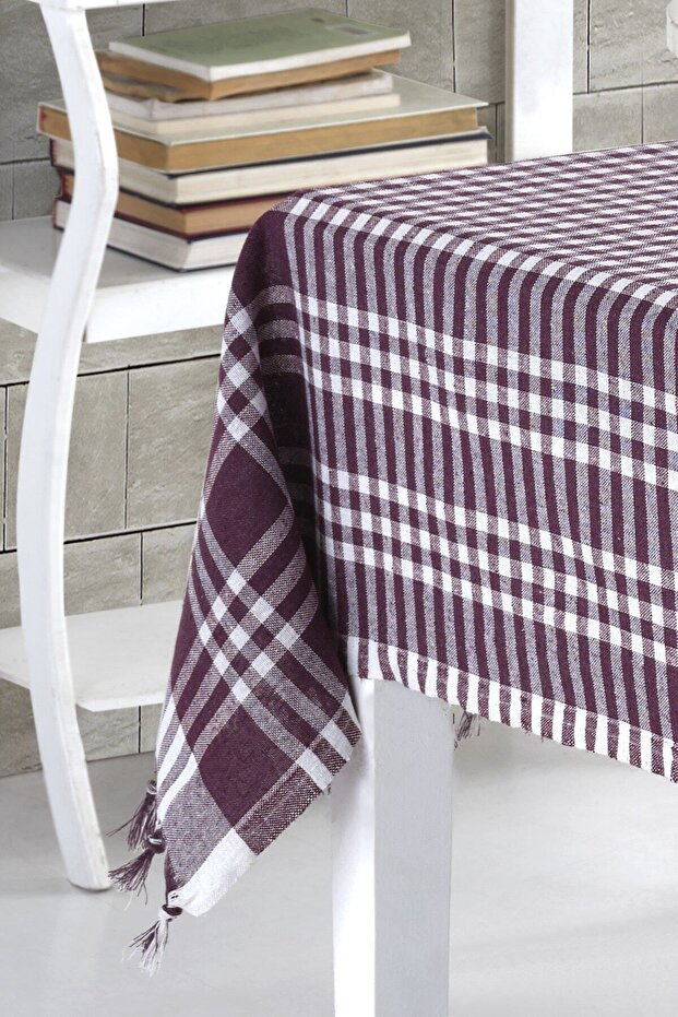 Purple Gingham Pattern Tablecloth - 2