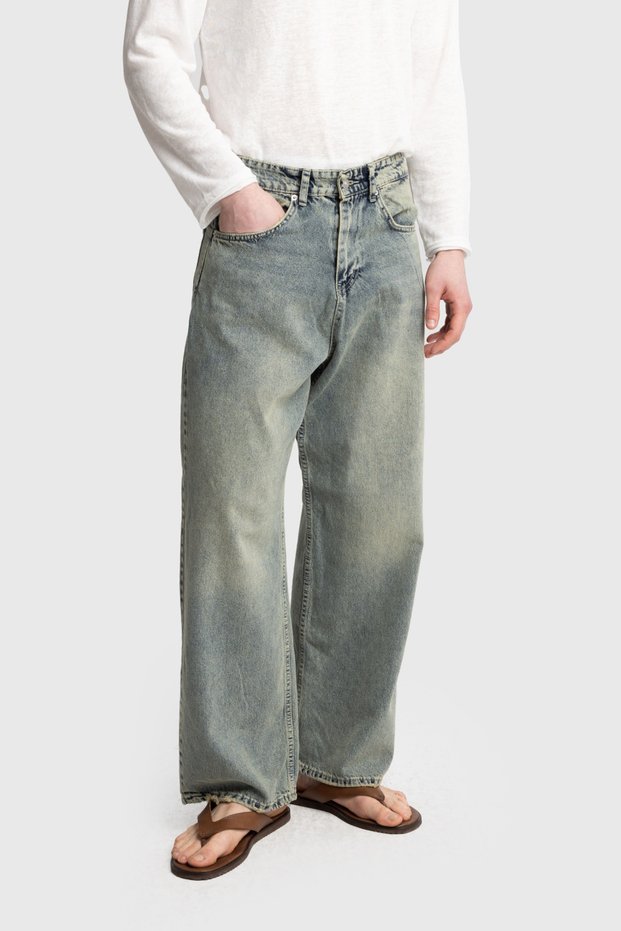 Men's Wide Leg and High Waist Washed Baggy Jeans
