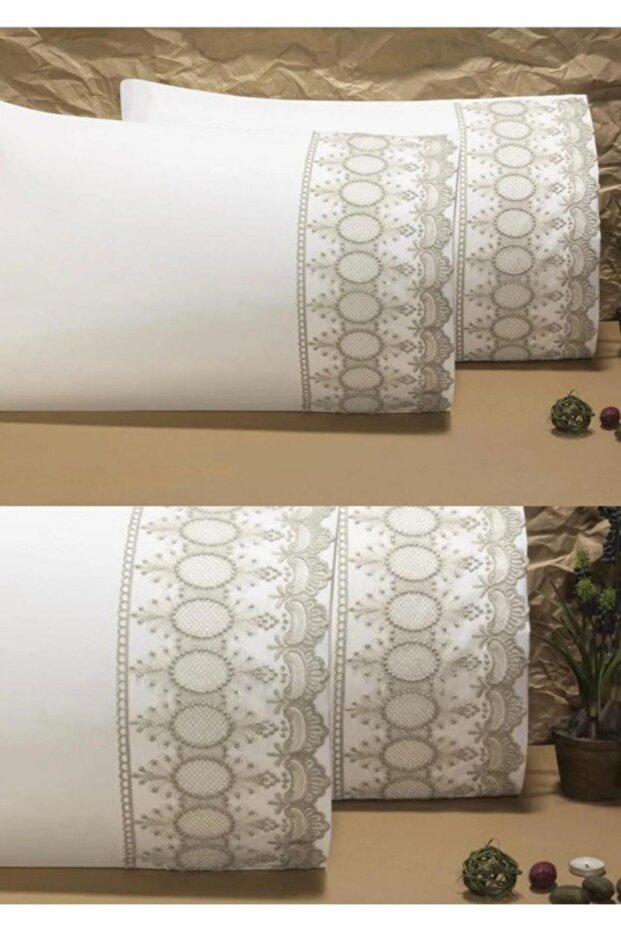 غطاء وسادة مزدوج بنفسجي كريمي 50x70