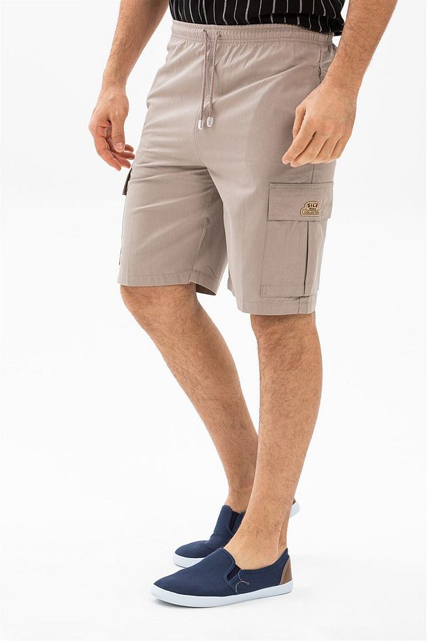 Gabardin Lastikli Erkek Şort Vizon Vzn - 5