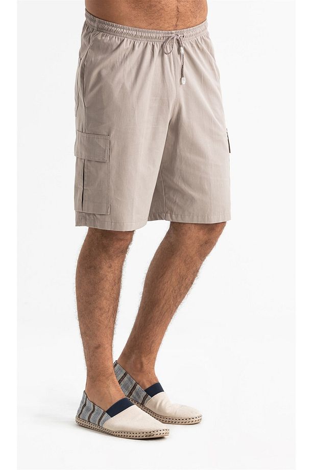 Gabardin Lastikli Erkek Şort Taş Tas - 5