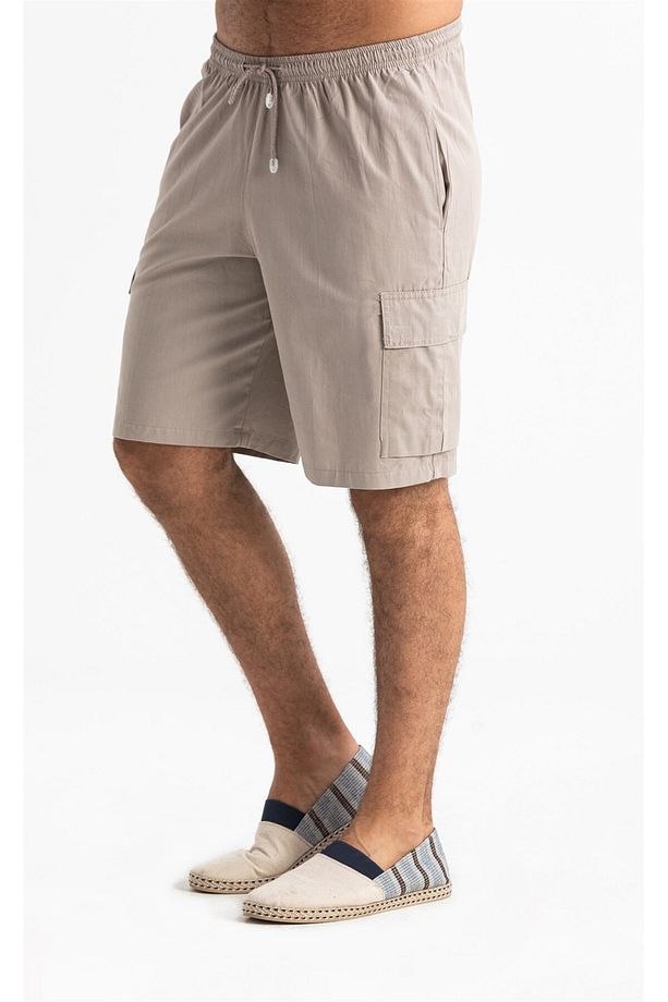 Gabardin Lastikli Erkek Şort Taş Tas - 6