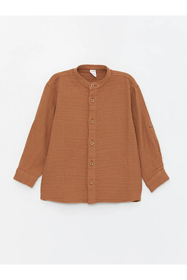 LCW baby Hakim Yaka Uzun Kollu Basic Pamuklu Erkek Bebek Gömlek ve Pantolon 2'li Takım - 2