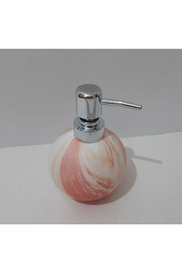 Mermer Desenli Porselen Yuvarlak Sıvı Sabunluk 15 Cm - 2