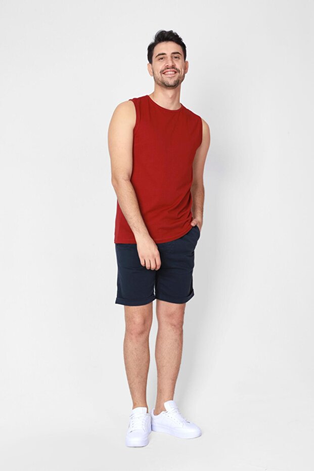 O-collar Sleeveless T-shirt Cuerposino - Claret Red