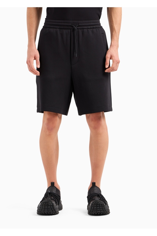 Men's Regular Cut Cotton Shorts with Pockets Black BERMUDA 3D1P69 1JHSZ-0999