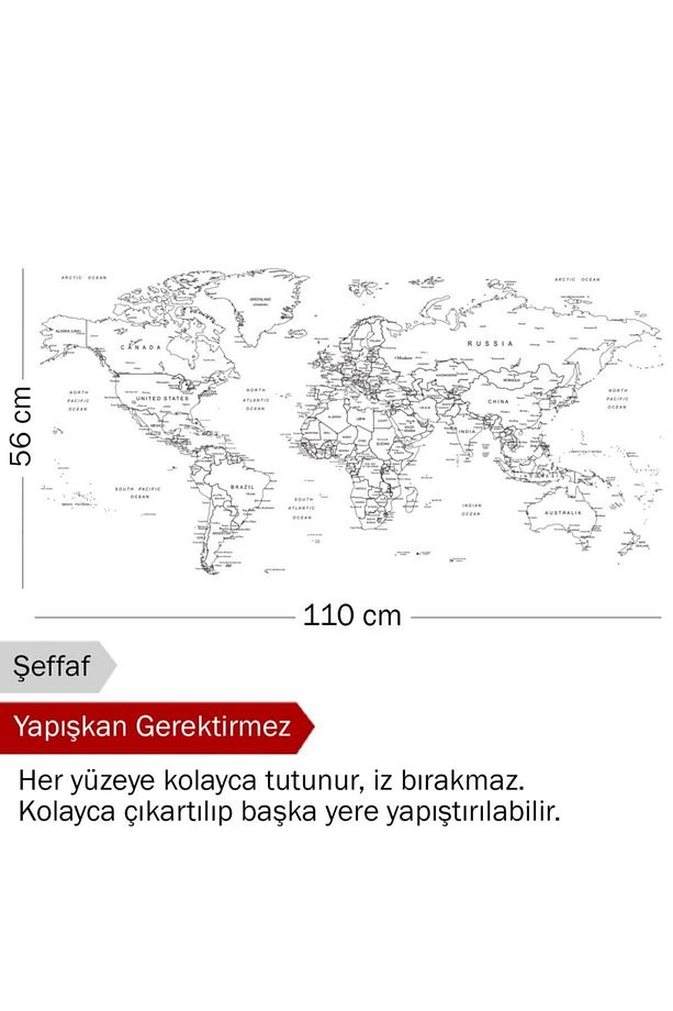 4'lü Harita Seti - Yapışkansız Tutunan, Taşınabilir, Belge Tutucu, Statik Pratik Akıllı Kağıt - 5