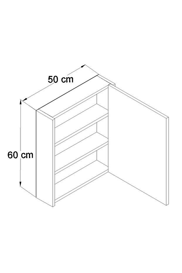 Banyo 50 Cm Tek Kapaklı Banyo Üst Dolabı ( Antrasit ) - 3