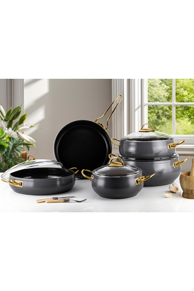 9 Parça Seramik Güveç Tencere Seti - 1