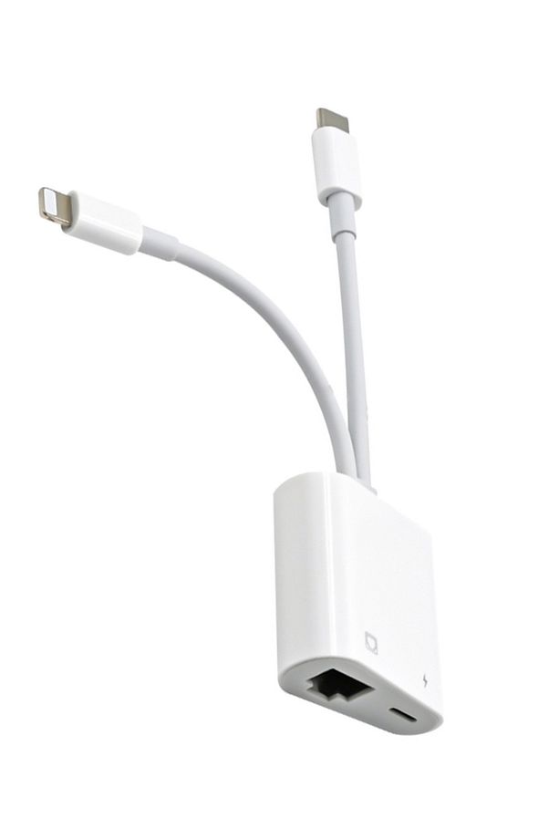 Lightning ve Type-C Ethernet Lan Turbo Veri Bağlantılı Şarj Girişli RJ 45 1000 Mbps Hızlı İnternet - 1