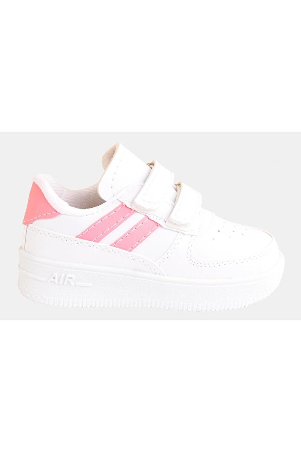 Daily Unisex Children's Striped White Lightweight Velcro Sneakers Comfortable Sneakers