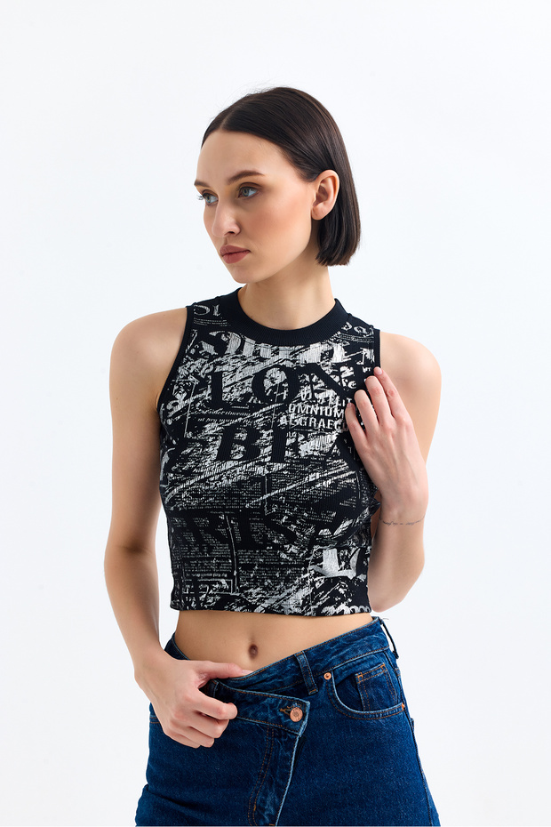 crop baskılı atlet - 4