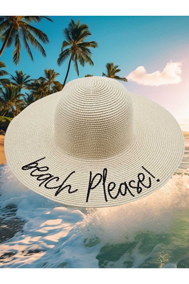 قبعة نسائية من القش مطرزة من Beach Please
