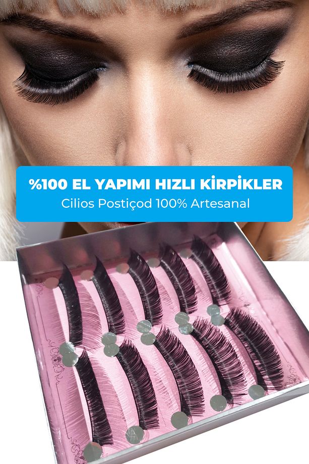 Yeni 5li İpek Kirpik, Takma Kirpik Seti 5 Adet + Eyeliner Kalem Black Set - 1