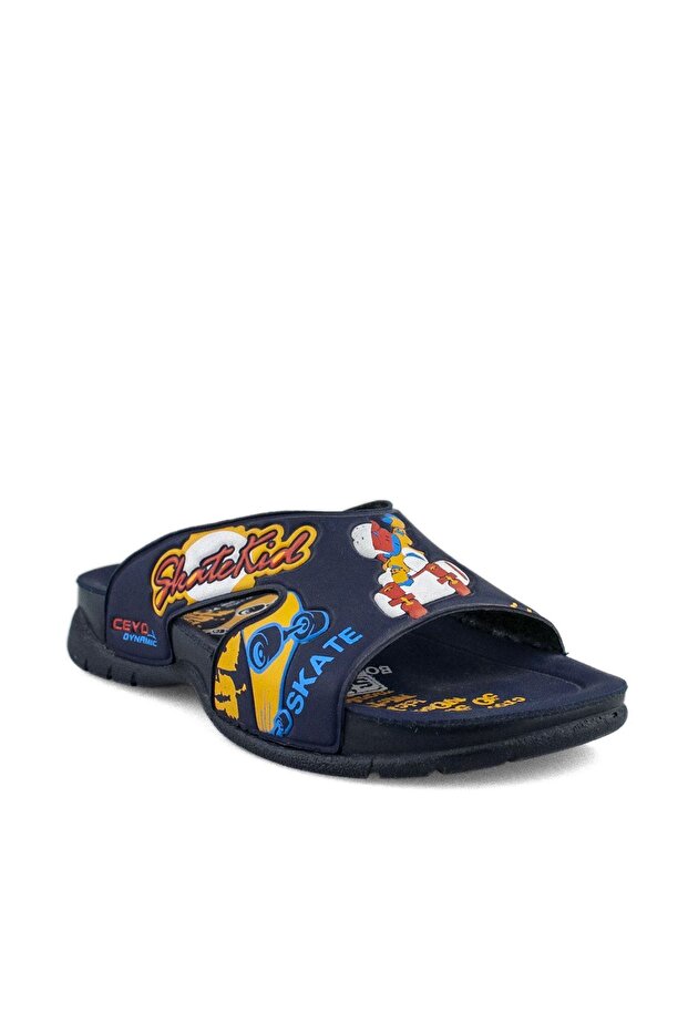 Navy Blue E Boy's Slippers - 2