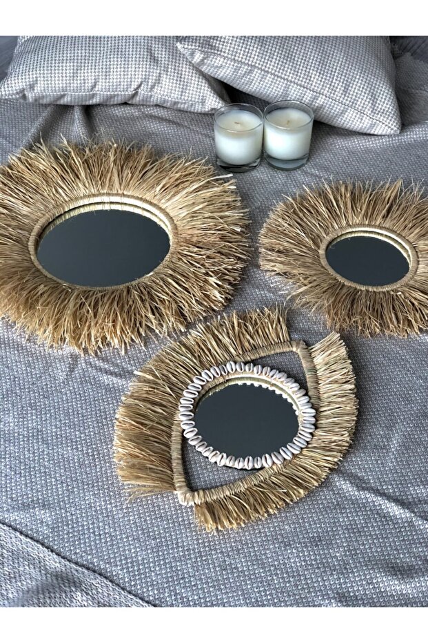 Rafya Ayna 3'lü Boho Set M033 - 2