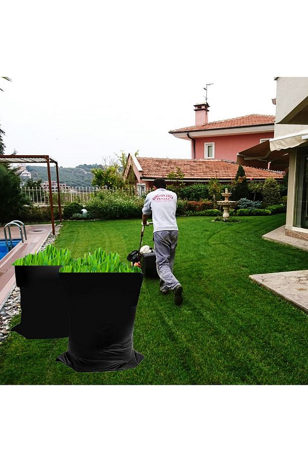 5 Adet Siyah 100x150 Bahçe Atık Poşeti Peyzaj Atık Çuvalı Çim Torbası - 1