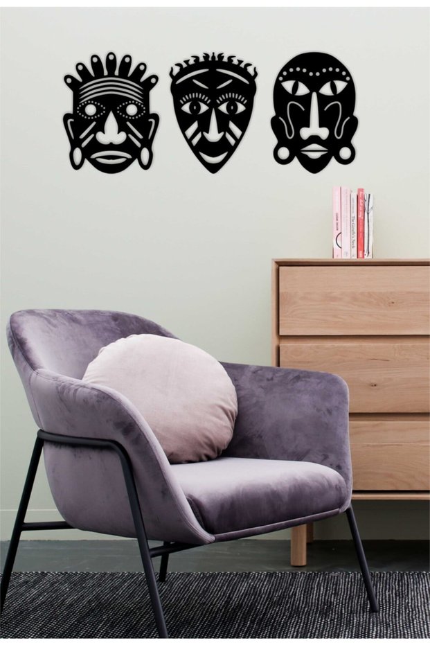 African Masks Wall Decor - Ornament, Wooden Decorative Painting