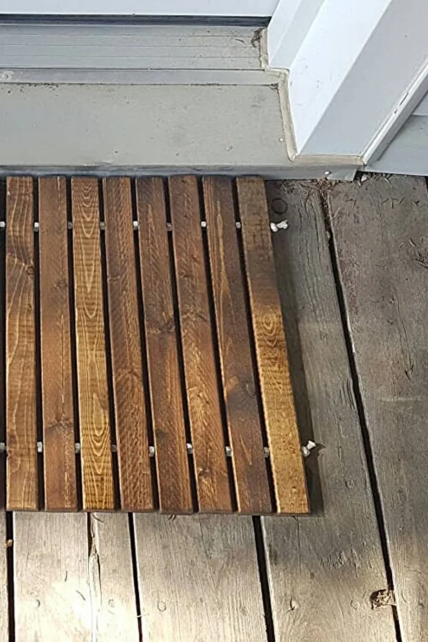 El Yapımı Dikdörtgen Masif Ahşap Kapı Paspası - 3