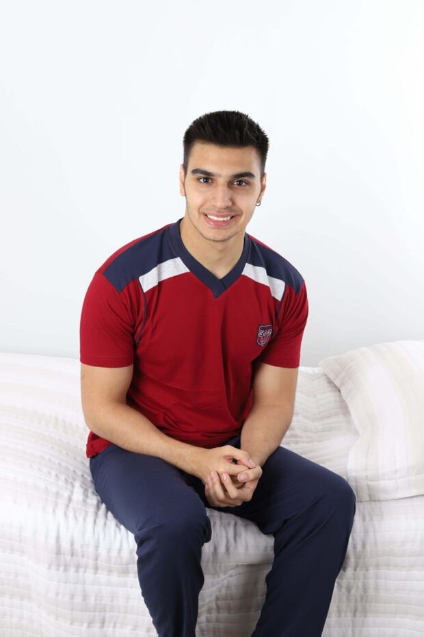 Men's Claret Red Short Sleeve Pajama Set