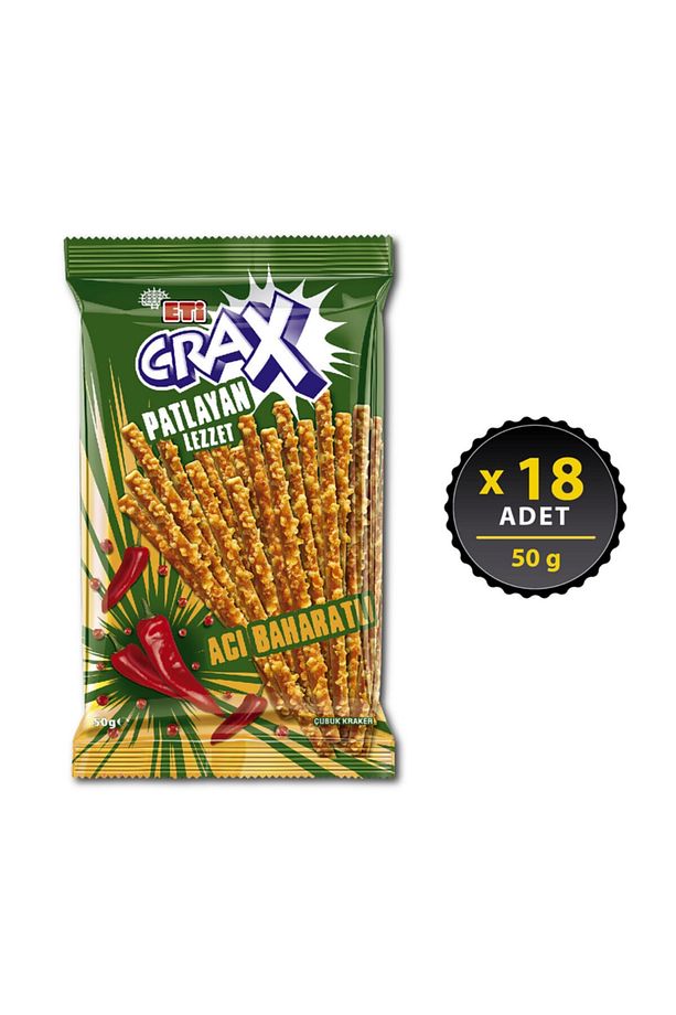 Crax Patlayan Lezzet Acı Baharatlı Çubuk Kraker 50 g x 18 Adet - 1