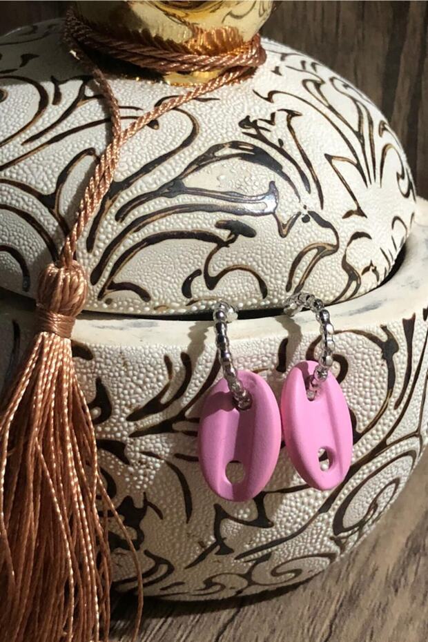 Matte Pink Color Antiallergic Sailor Knot Earrings