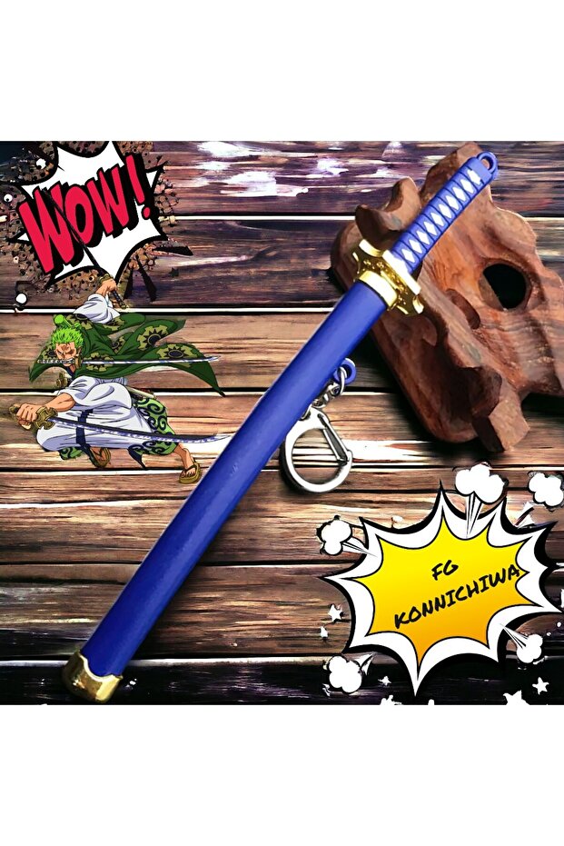 One Piece Roronoa Zoro Sword Kitetsu Keychain Accessory Unisex Anime Knife And Scabbard Saber Katana 15cm