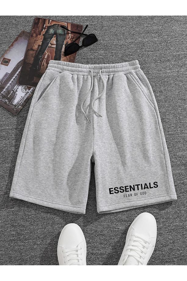 Essentials Baskılı Gri Erkek Regular fit Şort - 3