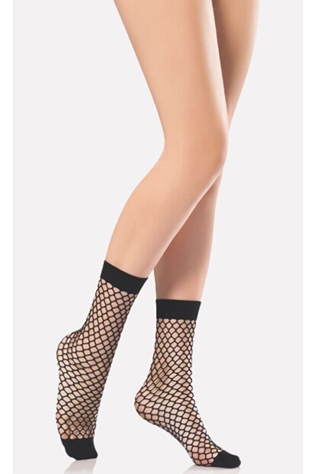 Siyah Sofia Soket File Çorap - 1