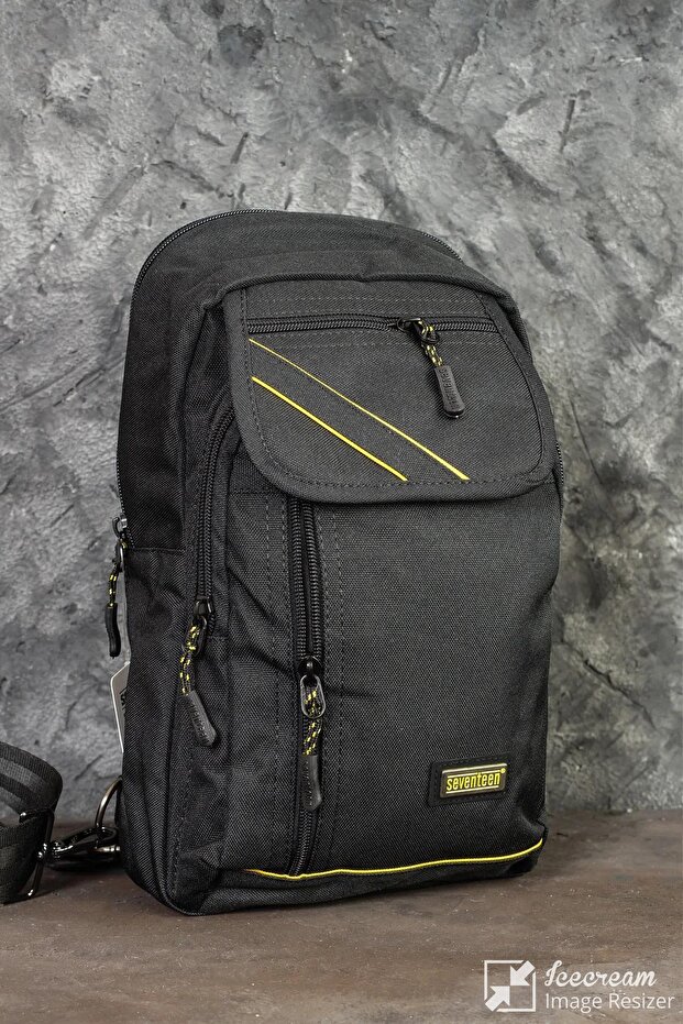 Cross Back Shoulder Chest Unisex Black Bag with Waterproof Strap