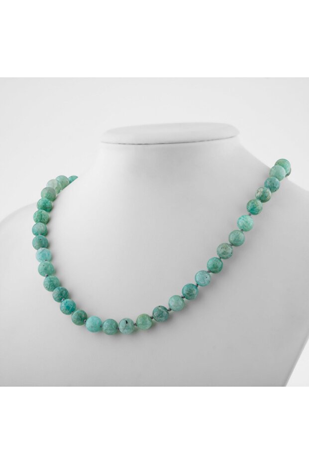 Amazonite 6 mm Knotted Natural Stone Necklace