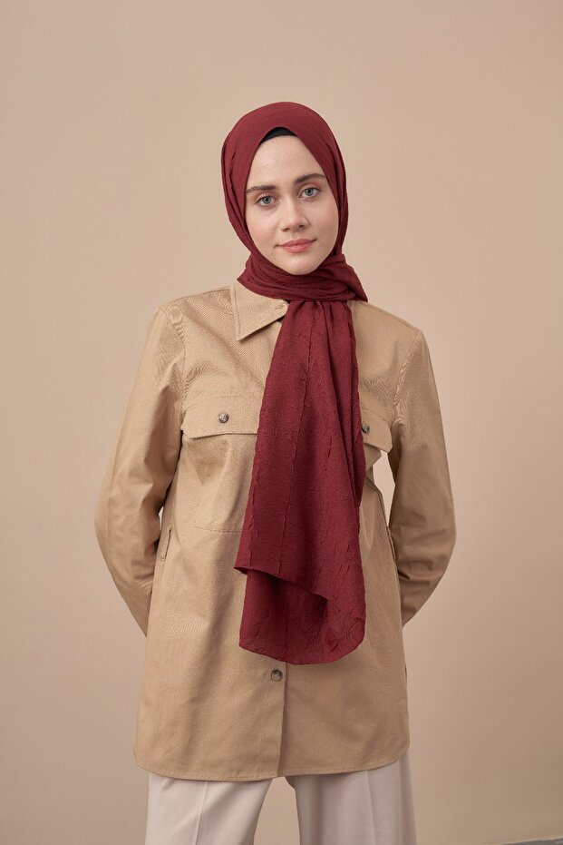 Bambu Kraş Şal - Bordo - 2
