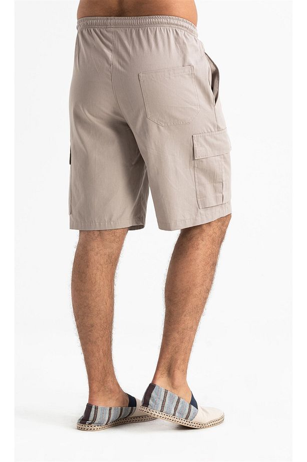 Gabardin Lastikli Erkek Şort Taş Tas - 4