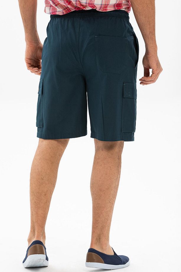 Gabardin Lastikli Erkek Şort Petrol Ptrl - 3