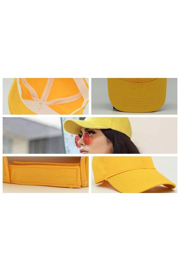 Unisex Ayarlanabilir Sarı Spor Basic Şapka - 8