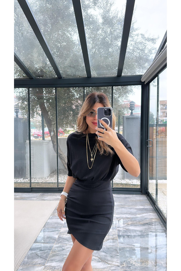 kadın Oleander Drape Detay Elbise - 1