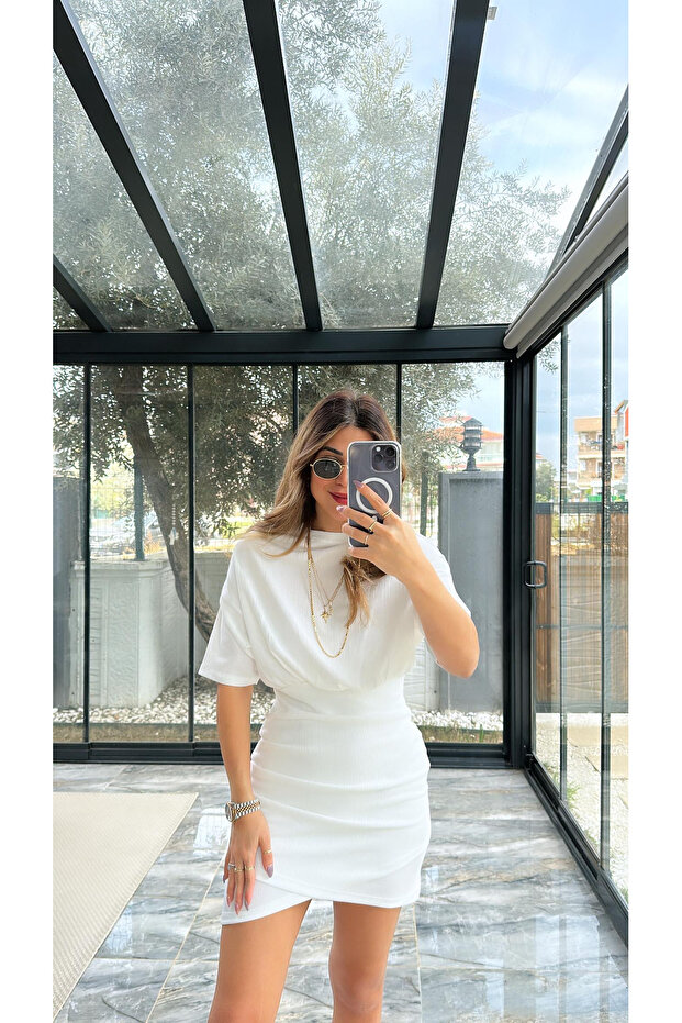 kadın Oleander Drape Detay  Elbise - 3