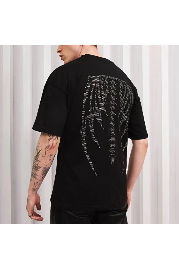 İskelet Taşlı Tshirt - 2