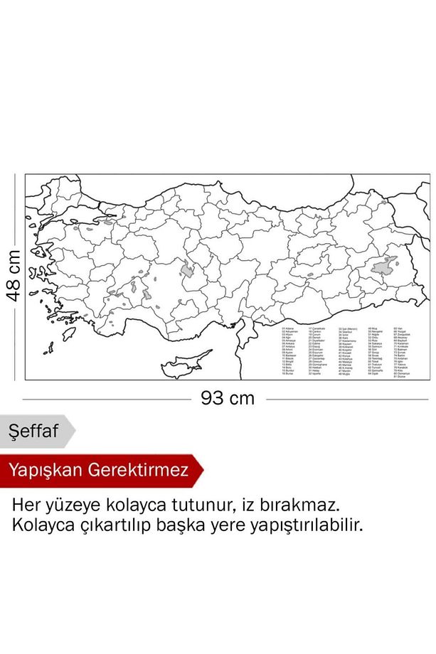 4'lü Harita Seti - Yapışkansız Tutunan, Taşınabilir, Belge Tutucu, Statik Pratik Akıllı Kağıt - 6