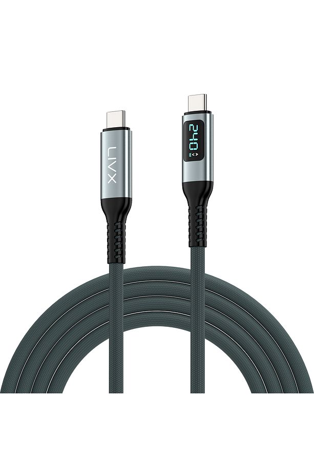 Thunderbolt 4 Usb C To Usb C 240w 8k@60hz 40gbps Pd3.1 Dijital Göstergeli 2 Metre Örgülü Kablo - 1