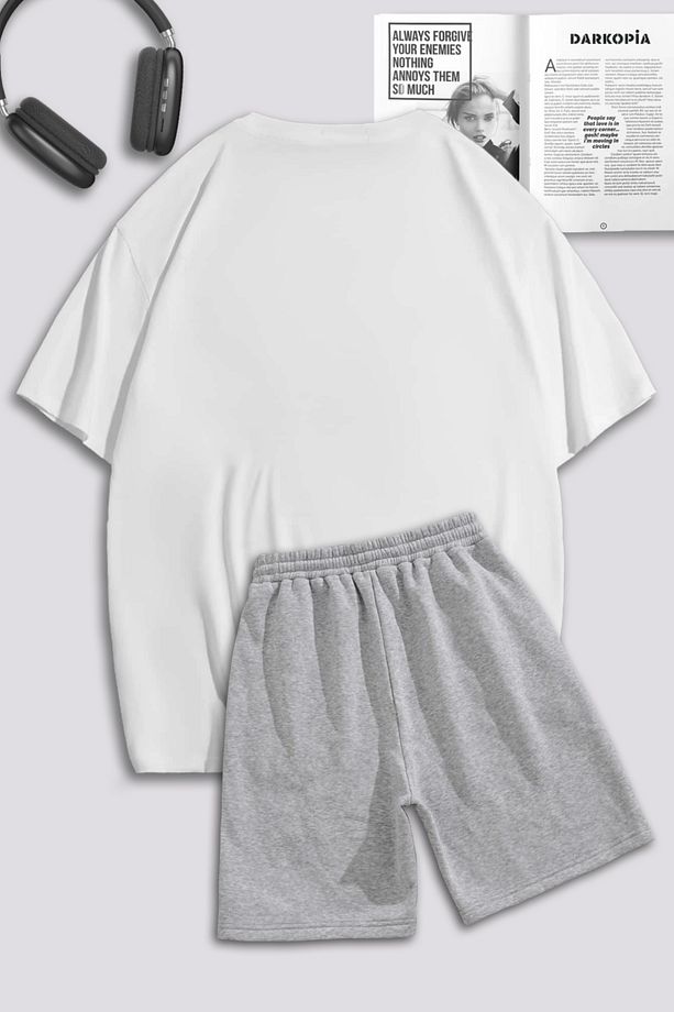 Unisex Kadın Erkek Kim Taehyung BTS Baskılı Özel Tasarım Oversize Tshirt Ve Şort Eşofman Takımı - 2