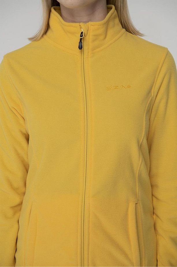 Peridot Tam Fermuarlı Kadın Polar Sweatshirt Sarı - 2