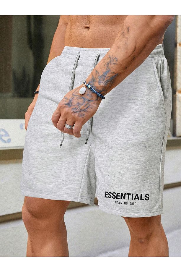 Essentials Baskılı Gri Erkek Regular fit Şort - 1